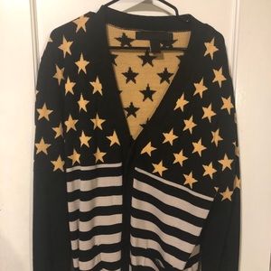 Black Scale stars and stripped cardigan